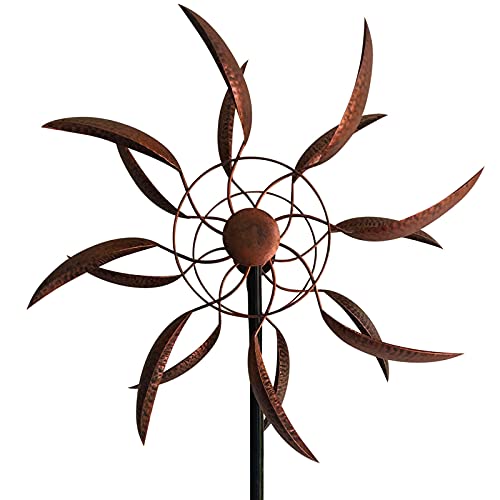 LERFUGI 360 Degrees Metal Swivel Classical Wind Spinner Willow Leaves for Patio Lawn Outdoor Yard Lawn Garden