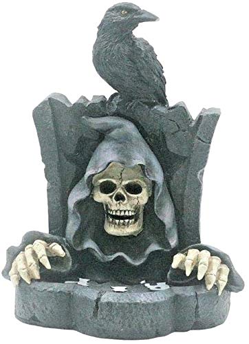 Lightahead 8 Scavenger Bird Raven Crow Perched On Graveyard RIP Tombstone with Skull Head and Hands Coming Out Halloween Decoration Party Home Décor
