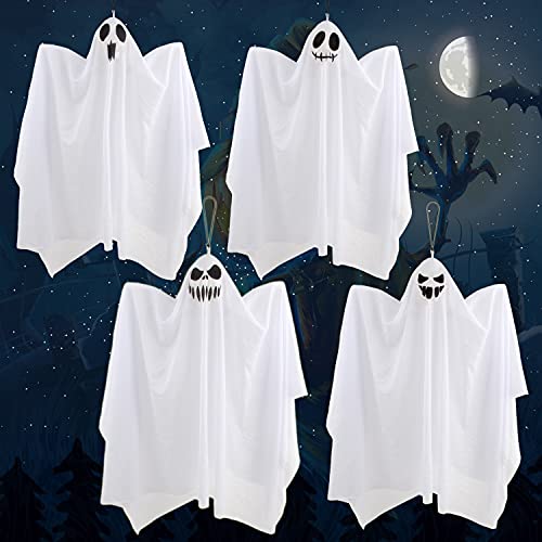DIYASY Halloween Ghost Hanging Decorations4 Pcs 275 Inch Large White Cute Flying Ghosts Ornament for OutdoorPorchYard and Tree Décor
