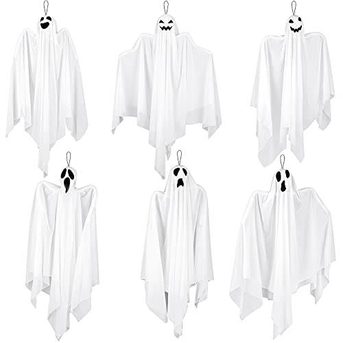 Fovths 6 Pack Halloween Hanging Ghosts 354 Inches Scary Flying Ghost Outdoor Halloween Hanging Decorations for Front Yard Patio Lawn Garden Party Decor and Holiday Decorations