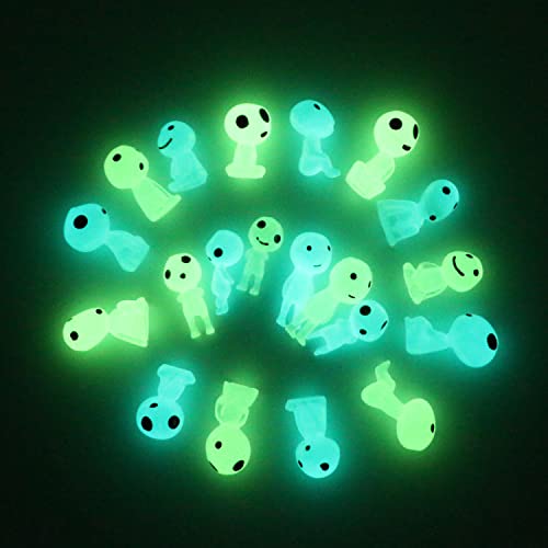 Garden Statues Alien Miniature Qingo 20 Pcs Glow in Dark Fairy Garden Accessories Garden Sculptures  Statues Tree Elves Garden Decor Outdoor Statues Luminous Ghost for Plant Decoration