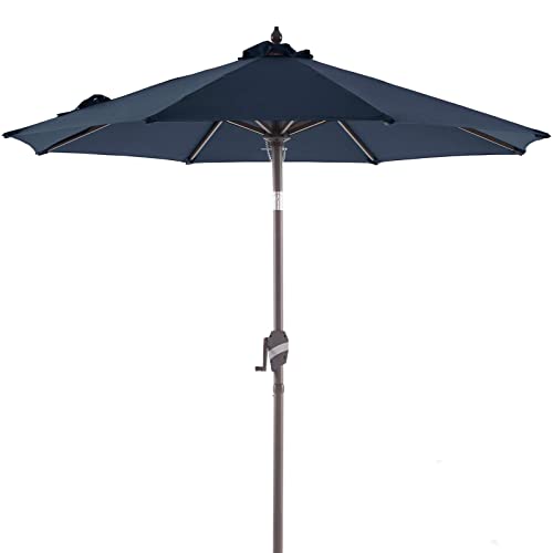 BLUU 9 FT Sunbrella Umbrella Patio Market Umbrella Outdoor Table Shade Umbrella with Aluminum Frame Push Button Tilt 5Year Color Fastness Sunbrella Canopy Canvas Spectrum Indigo
