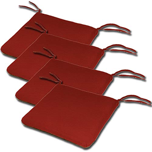 Comfort Classics Inc Set of 4 20W x 19Dx 25H Sunbrella IndoorOutdoor Knife Edge Style seat pad Cushion in Jockey Red Made in USA