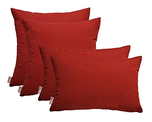 RSH Décor Indoor Outdoor Set of 4 Decorative Sunbrella Pillows Choose Color  Size 20 x 20 and 20 x 12 Canvas Jockey Red