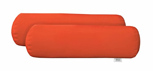 Set of 2 Indoor  Outdoor Neckroll Bolster Throw Pillows Sunbrella Canvas Melon  Vibrant Orange ~ Coral (6 x 20)