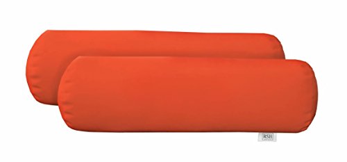 Set of 2 Indoor  Outdoor Neckroll Bolster Throw Pillows Sunbrella Canvas Melon  Vibrant Orange ~ Coral (6 x 20)