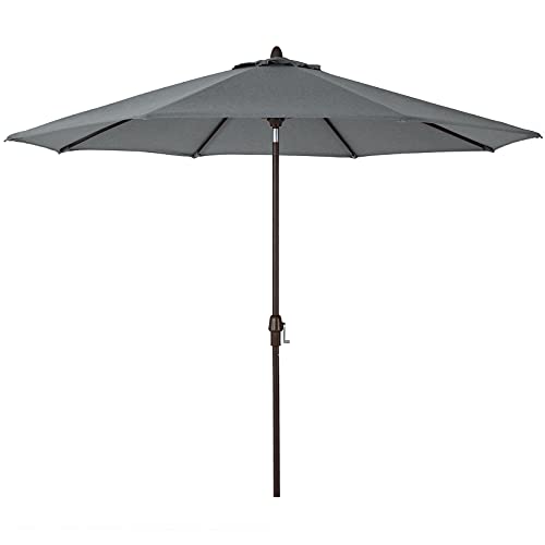 Tempera Sunbrella Patio Umbrella 10 ft AutoTilt Outdoor Umbrella Aluminum Market Umbrella with 8 Ribs GreySlate