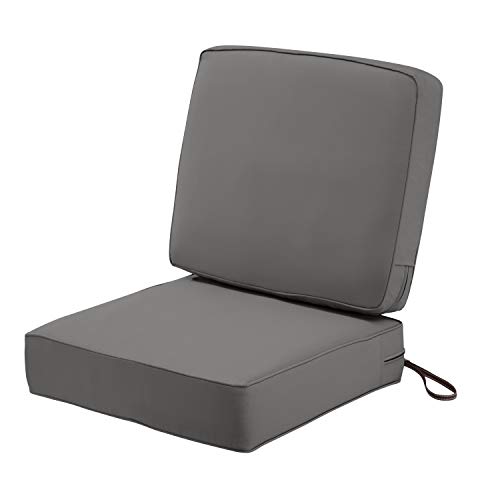 Classic Accessories Montlake WaterResistant 25 x 25 x 5 Inch (seat)25 x 22 x 4 Inch (back) Patio Cushion Set Light Charcoal Grey