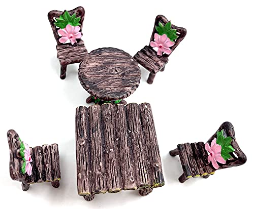 6PCS Miniature Table and Chairs Set Fairy Garden Furniture Ornaments Kit for Dollhouse Accessories Home Micro Landscape Decoration