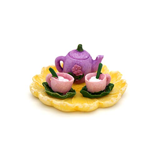 Fairy Garden Accessories  Miniature Fairy Garden Figurines Tools Supplies Animals and Mini Furniture for Fairy Gardens (Flower Teapot Set)