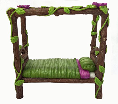 Miniature Fairy and Baby Gnome Bed  a 4Post Miniature Bed for Your Fairy and Gnome Garden Pixies and Sprites  A Fairy Garden Accessory