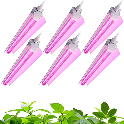 Barrina LED Grow Light 144W( 6 x 24W 800W Equivalent) 2ft T8 Full Spectrum High Output Linkable Design T8 Integrated BulbFixture Plant Lights for Indoor Plants 6Pack