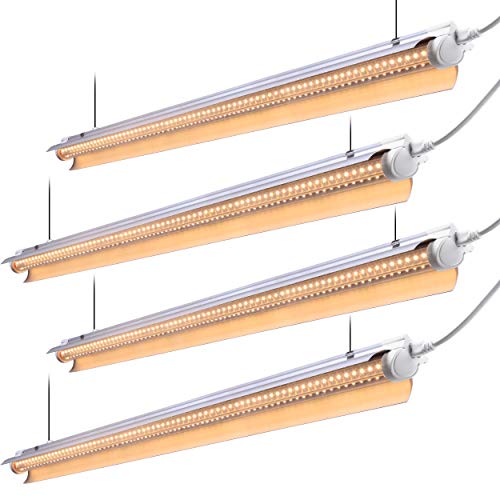 Sumerflos T8 LED Grow Light 4FT Full Spectrum Sunlike Integrated Growing Lamp Fixture 100 lmw Ultrahigh Output Plug and Play with OnOff Switch for Indoor Plants Veg and Flower 4Pack (4 x 42W)