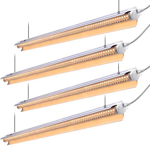 Sumerflos T8 LED Grow Light 4FT Full Spectrum Sunlike Integrated Growing Lamp Fixture 100 lmw Ultrahigh Output Plug and Play with OnOff Switch for Indoor Plants Veg and Flower 4Pack (4 x 42W)
