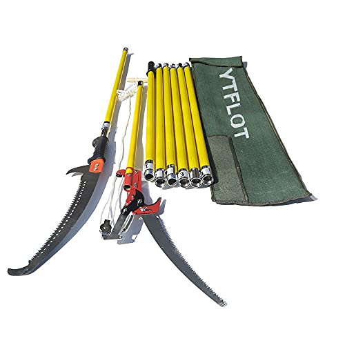 YTFLOT Manual Pruner Cutter 26 Foot Tree Trimmer Pole Saw with 2 Styles Blade (Yellow)