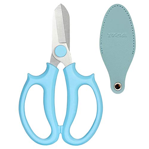 Jasni Garden Pruning Shears Scissors with Comfort Grip Handle Premium Steel Professional Floral Scissors Perfect for Arranging Flowers Pruning Trimming Plants Gardening Tool (Blue)