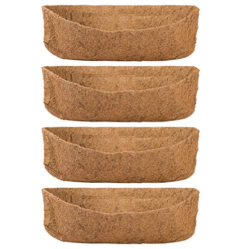 4 Pack 24 Inch Trough Coco Replacement Liners Natural Coco Coir Coconut Fiber Planter Basket Liner Breathable Window Basket Liners Replacement Coco Liner for Gardening Window Box Wall Trough Planter