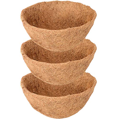 Legigo 3 Pack 14 Inch Hanging Basket Coco Liners Replacement 100 Natural Round Coconut Coco Fiber Planter Basket Liners for Hanging Basket FlowersVegetables