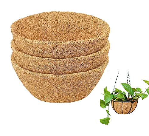 Roads Coco Liners for Planters 3Pcs 12 Inch Coco Liners Hanging Basket Coco Fiber Replacement Coconut Fiber Liner Coir Liner for Planters Vegetable Flower Pot Liners
