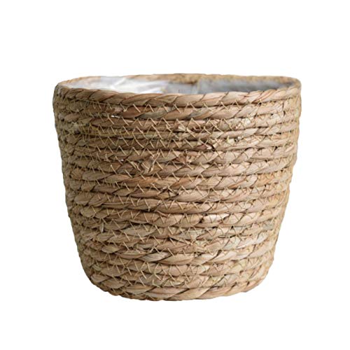 SANGDA Seagrass Basket Planters Flower Pots Cover Storage Basket Plant Containers Hand Woven Basket Planter with Plastic Liners Straw Flower Pot for Indoor Outdoor Plant Flower Pots