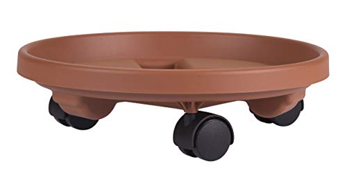 Bloem Rolling Plant Stand Caddie Saucer Round 16 Terra Cotta