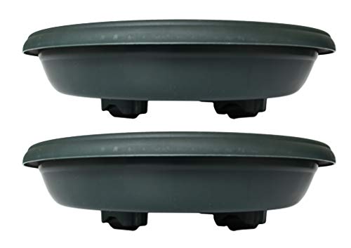 Set of 2 Rolling Plant Saucers  Perfect for Moving Heavy Pots and Planters  Measures 1025 Wide (2 Green Caddies)