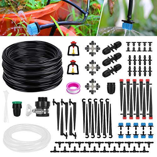 Bearbro Garden Irrigation System130ft40M Drip IrrigationAutomatic Micro Irrigation Kits14 Blank Distribution Tubing HoseAdjustable Nozzle Great for Garden Greenhouse Flower BedPatioLawn