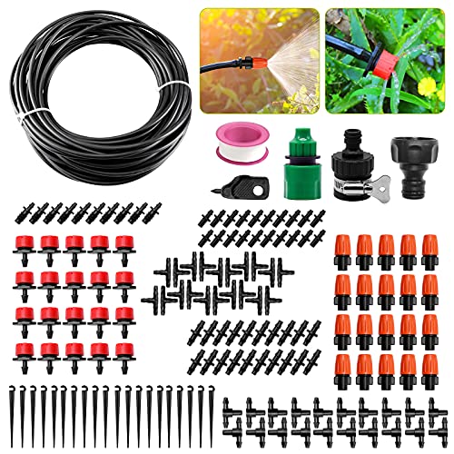 Drip Irrigation Kit 82ft Garden Irrigation System Adjustable Sprinkler Home Drip Irrigation Set DIY Saving Water Automatic Irrigation Equipment Blank Distribution Tubing Watering Drip Kit