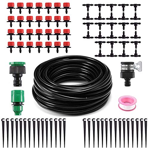 MSDADA Drip Irrigation Kit Garden Irrigation System 14 Blank Distribution Tubing Hose Watering Kit DIY Automatic Irrigation Equipment for Plant Garden Greenhouse Patio Flower Bed Lawn (81ft)