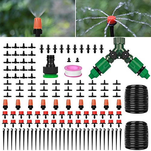 Garden Irrigation System 149 pcs DIY Automatic Irrigation Equipment Set Plant Watering System with Adjustable Dripper and 100ft 14 Tubing Hose for Greenhouse Garden Flower Bed Patio Lawn