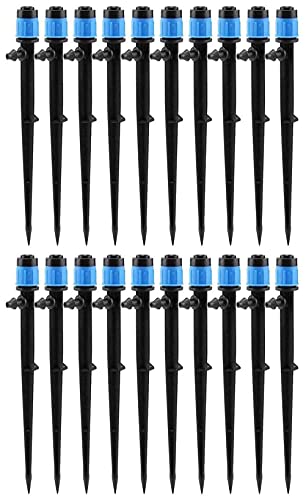 TAMENG 50PCS 360 Degree Adjustable Full Circle Plug Irrigation Drippers Sprinklers Spring Garden Automatic Drip Irrigation Kits Spray Dripper Garden Watering Drip Irrigation System Sprinkler