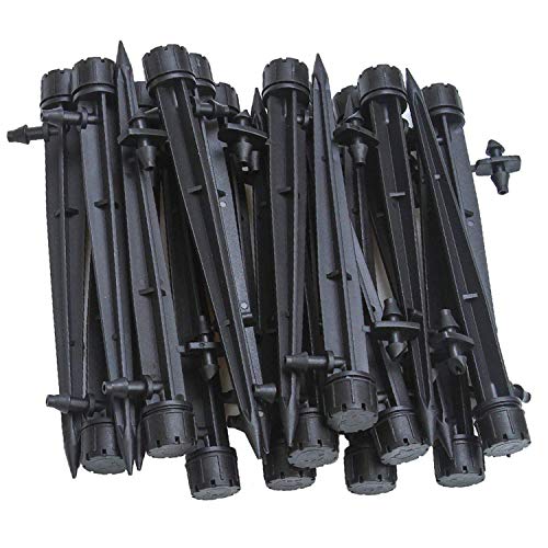 UCLEVER 50pcs Adjustable Irrigation Drippers Drip Emitters with Barbed Connector for 4mm7mm Tube 360 Degree Water Flow Drip Irrigation System