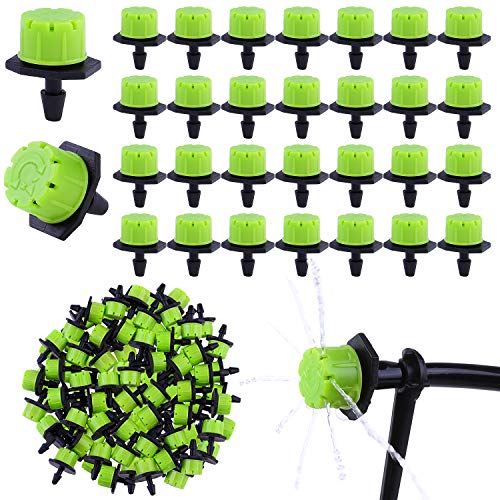 URATOT 200 Pieces Adjustable Irrigation Drippers Sprinklers 14 Inch Irrigation Emitters AntiClogging Drippers for Micro Watering System
