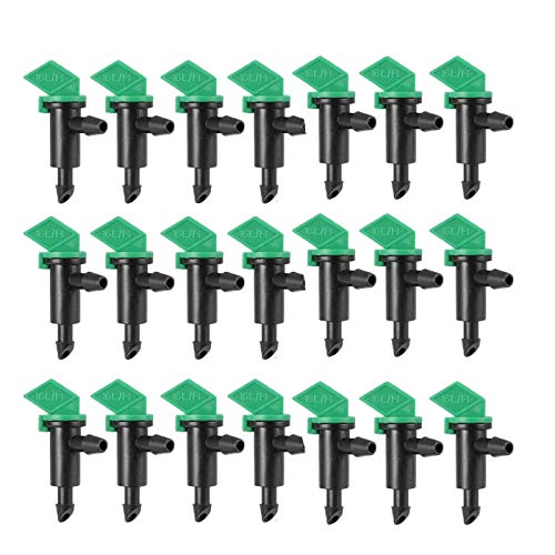 Lxcom Lighting 100 Pack 4 GPH Flag Drip Emitter Drip Emitters 16LH Emitter Sprinkler Drippers System Parts Connect 4mm7mm Hose for Lawn Vegetables Garden (Green)