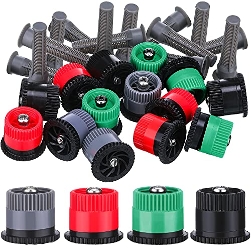 32 Pieces 4 Type Variable Arc Nozzle PopUp Sprinkler Head Adjustable 360 Degree Rotating Sprinkler Heads Replacement for Garden Lawn Irrigation (Multi Colors)