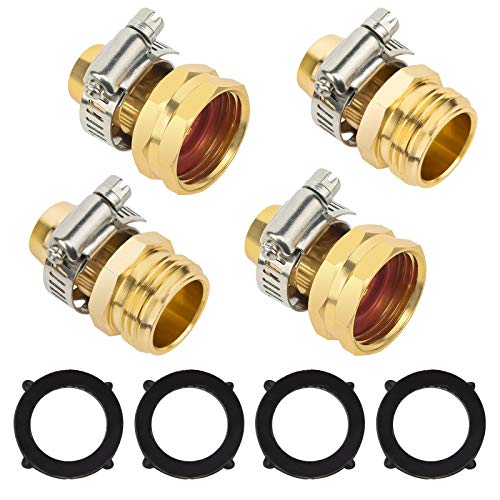 34Aluminium Garden Hose Repair Connector with Stainless Steel Clamps Male and Female Garden Hose Fittings Mender End Repair KitWater Hose End MenderFit for 34Garden Water Hose Fitting 2 Set