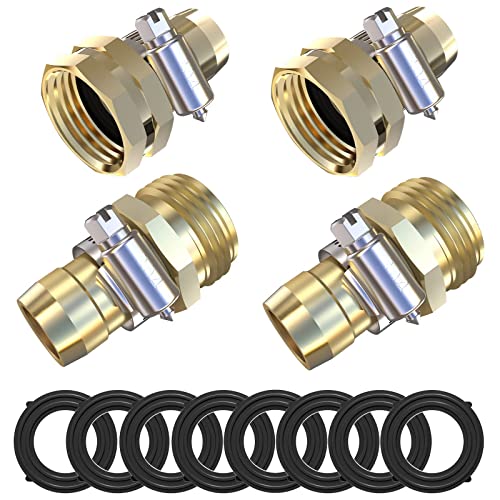 Jaerdhs Garden Hose Repair Connector 34 or 58 Garden Hose Connector 34 Faucet Male and Female Conversion Connector with Hose Clamp and Rubber Washers 2 Sets