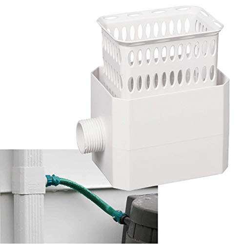 Downspout Rainwater Collection Diverter Connector System Colander with Filter 2x3in White