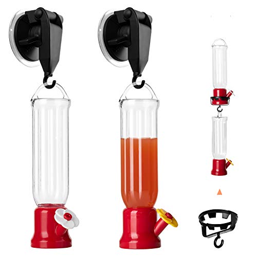 ORIENTOOLS Hummingbird Feeder with 2 Window Mount Suction Cup Accessories  1 Connector 2Pack Mini Hanging Flower Bird Feeders for Outdoors 22 oz  Pc