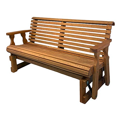 Amish Heavy Duty 800 Lb Roll Back Pressure Treated Porch Glider (4 Foot Cedar Stain)