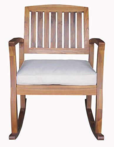 Christopher Knight Home Selma Acacia Rocking Chair with Cushion Teak Finish