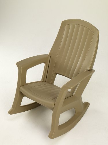 Semco Plastics SEMTPE Extra Large Recycled Plastic Resin Durable Outdoor Patio Rocking Chair Taupe Brown