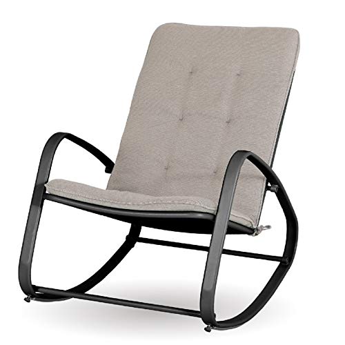 Sophia  William Outdoor Rocking Chairs Patio Metal Rocker Chair with Cushion Support 300lbs for Porch Balcony Yard Deck Lawn Poolside or Indoor Use Black