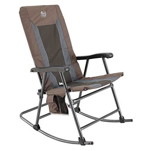 TIMBER RIDGE Foldable Padded Rocking Chair for Outdoor High Back and Heavy Duty Portable for Camping Patio Lawn Garden Yard or BalconySupports up to 300lbs (Brown)