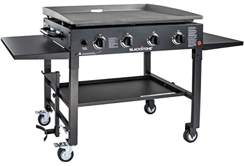 Blackstone 1554 Cooking 4 Burner Flat Top Gas Grill Propane Fuelled Restaurant Grade Professional 36 Outdoor Griddle Station with Side Shelf 36 Inch Black