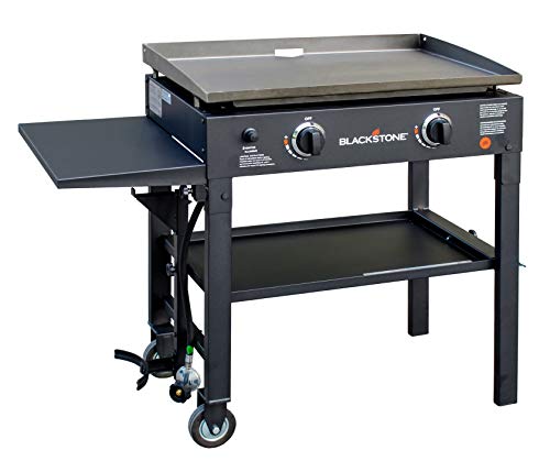 Blackstone Flat Top Gas Grill Griddle 2 Burner Propane Fuelled Rear Grease Management System 1517 Outdoor Griddle Station for Camping with Built in Cutting Board and Garbage Holder 28 inch