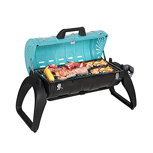 Camplux Tabletop Propane Grill 10000BTU Portable Gas Grills with Thermometer Camping Grill 153 Square Inches for Outdoor Cooking