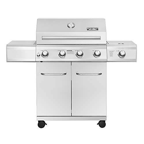 Monument Grills 4Burner Cabinet Style Propane Gas Grill in Stainless Steel with LED Controls  Side Burner