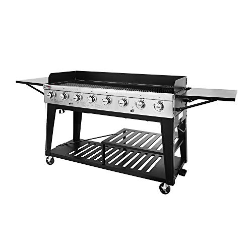 Royal Gourmet 8Burner Gas Grill 104000 BTU Liquid Propane Grill Independently Controlled Dual Systems Outdoor Party or Backyard BBQ Black