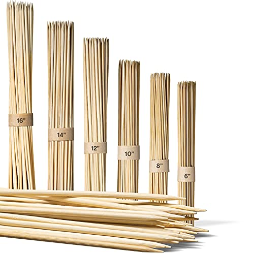 150 Bamboo Skewers For Kabobs  25 Pieces Of 6 8 10 12 14  16 Inch  Wooden Skewers  Kabob Sticks  Kabob Skewers For Grilling  Skewer Sticks  Kebab Skewers  Bbq Skewers  Smores Skewers